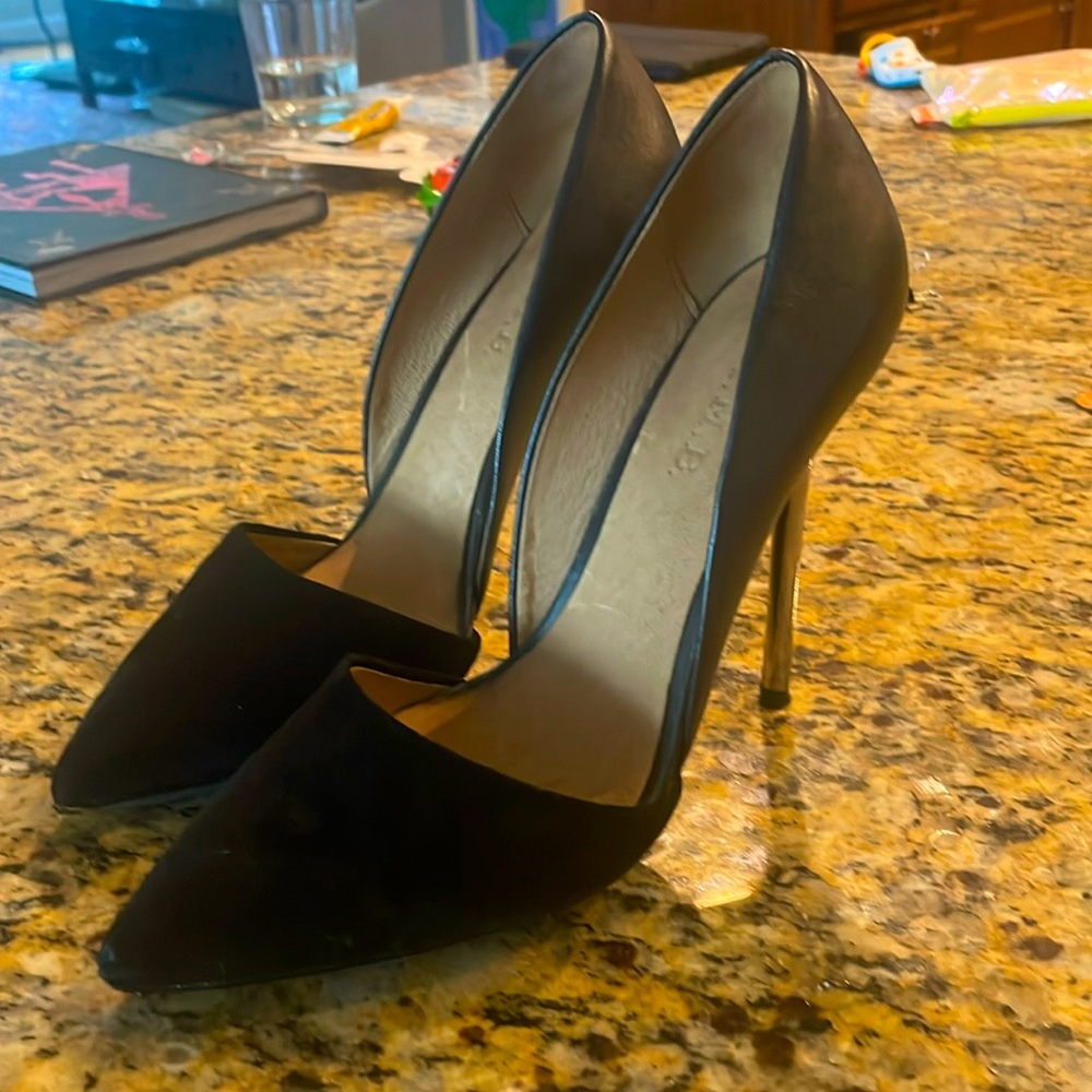 L.A.M.B. Black suede pumps